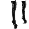 CRAZE-3023 Plateau Pony Overknee Stiefel - Schwarz Lack von Pleaser
