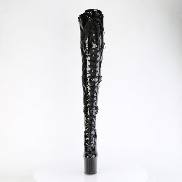CRAZE-3028 Plateau Pony Overknee Stiefel - Schwarz Lack von Pleaser – Ansicht 2