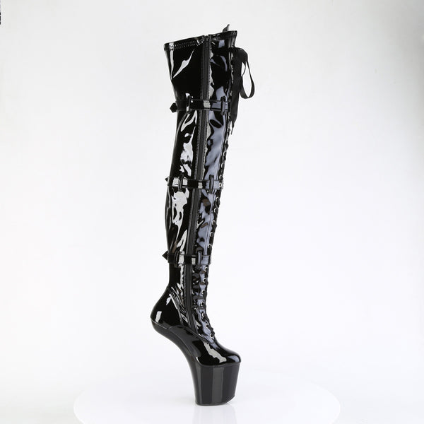 CRAZE-3028 Plateau Pony Overknee Stiefel - Schwarz Lack von Pleaser – Ansicht 5