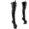 CRAZE-3028 Plateau Pony Overknee Stiefel - Schwarz Lack von Pleaser