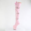 CRAZE-3028 Plateau Pony Overknee Stiefel - Rosa Lack von Pleaser – Ansicht 3