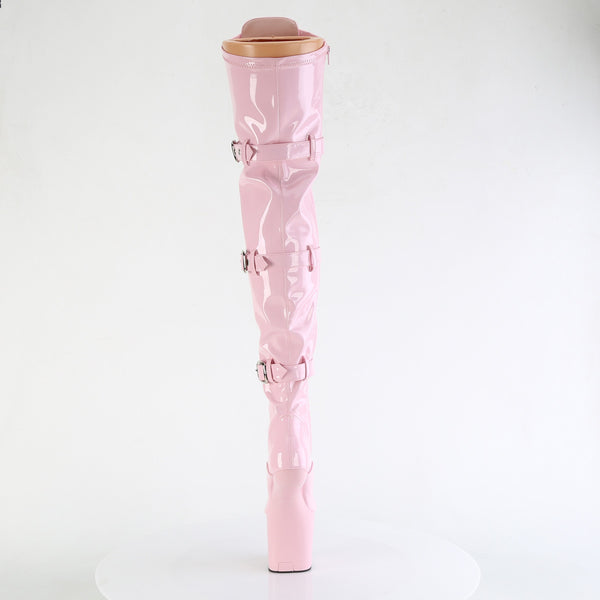 CRAZE-3028 Plateau Pony Overknee Stiefel - Rosa Lack von Pleaser – Ansicht 4