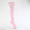 CRAZE-3028 Plateau Pony Overknee Stiefel - Rosa Lack von Pleaser – Ansicht 5