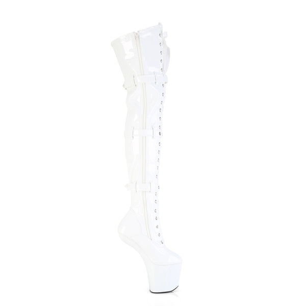 CRAZE-3028 Plateau Pony Overknee Stiefel - Weiß Lack von Pleaser – Ansicht 5