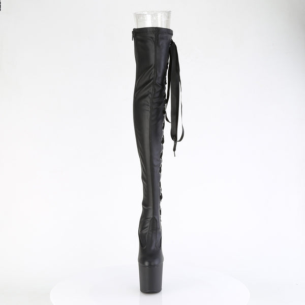 CRAZE-3050 Plateau Pony Overknee Stiefel - Schwarz Matt von Pleaser – Ansicht 2