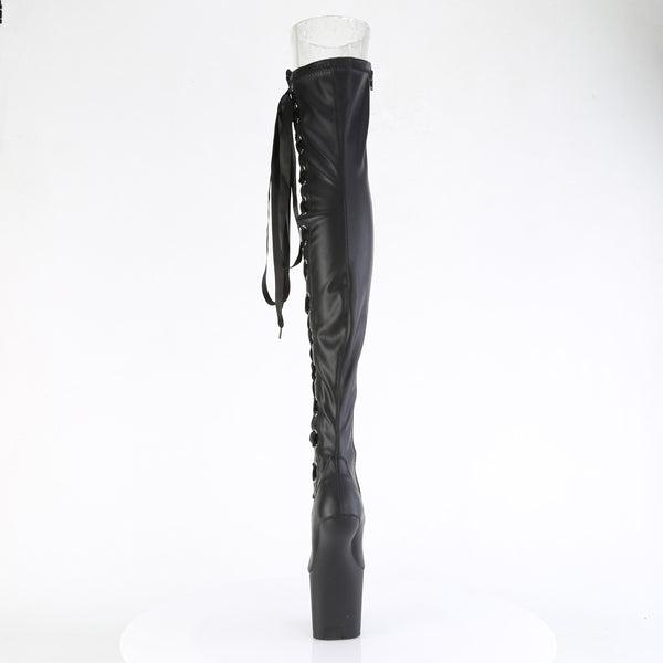 CRAZE-3050 Plateau Pony Overknee Stiefel - Schwarz Matt von Pleaser – Ansicht 4