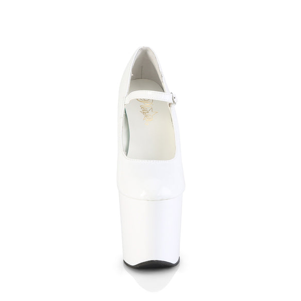 CRAZE-880 Plateau Mary Jane Pumps - Weiß Lack von Pleaser – Ansicht 2