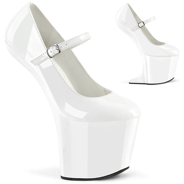 CRAZE-880 Plateau Mary Jane Pumps - Weiß Lack von Pleaser