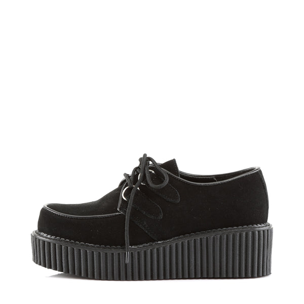 CREEPER-101 Plateau Schuhe Wildleder Schwarz | DemoniaCult SALE