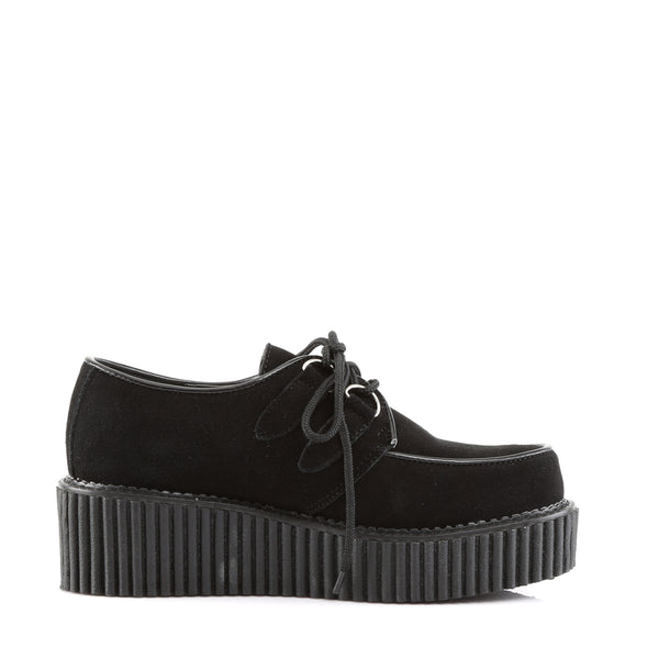 CREEPER-101 Plateau Schuhe Wildleder Schwarz | DemoniaCult SALE