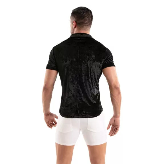 Herren Samtshirt Slim Fit Schwarz - Elegant & Komfortabel | TOF Paris