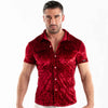 Herren Samtshirt Rot - Slim Fit mit elegantem Satin-Glanz | TOF Paris