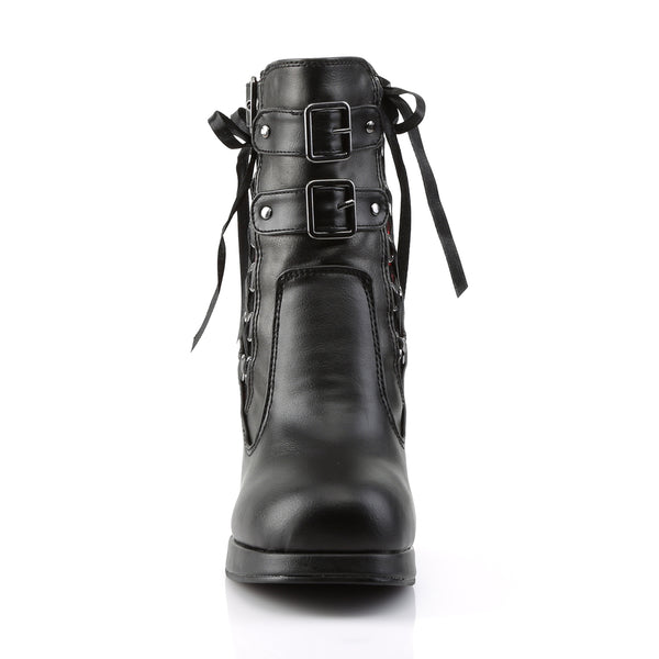 CRYPTO-51 Plateau Stiefeletten Schwarz Matt Schnürung von DemoniaCult – Ansicht 2
