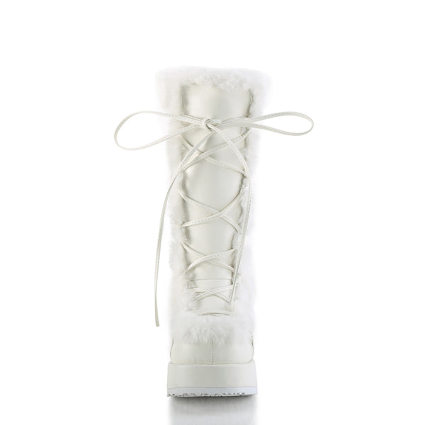 CUBBY-311 Plateau Stiefel Weiß Matt mit Fell von DemoniaCult – Ansicht 2