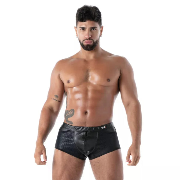 Schwarzer Kinky Zip Trunk-Slip von TOF Paris – Ansicht 2