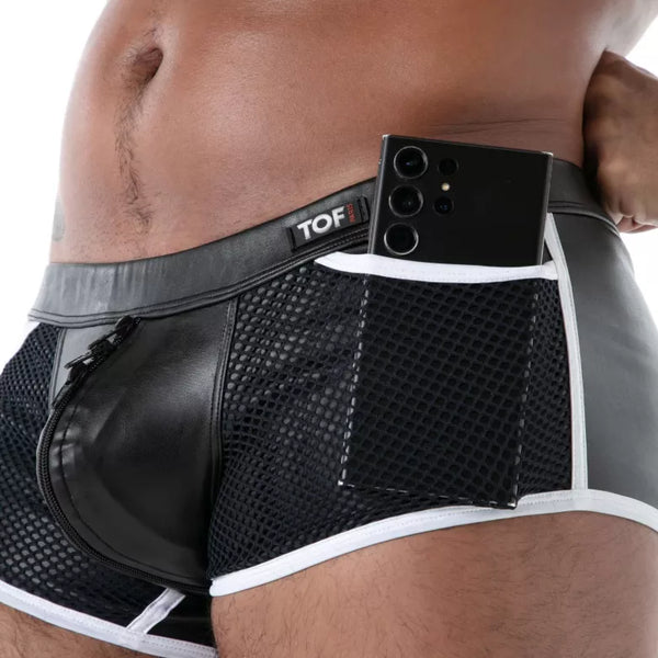 Schwarzer Kinky Zip Trunk-Slip von TOF Paris – Ansicht 5
