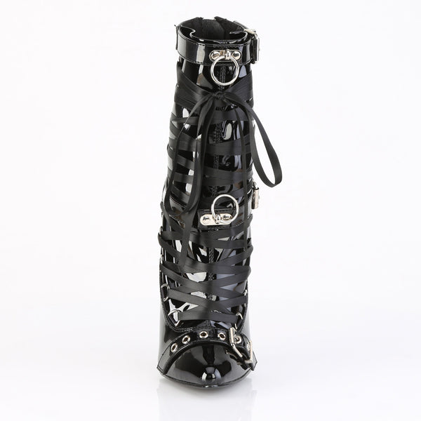 DAGGER-1032 Stiefeletten - Schwarz/Rot Lack von Devious – Ansicht 2