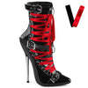 DAGGER-1032 Stiefeletten - Schwarz/Rot Lack von Devious