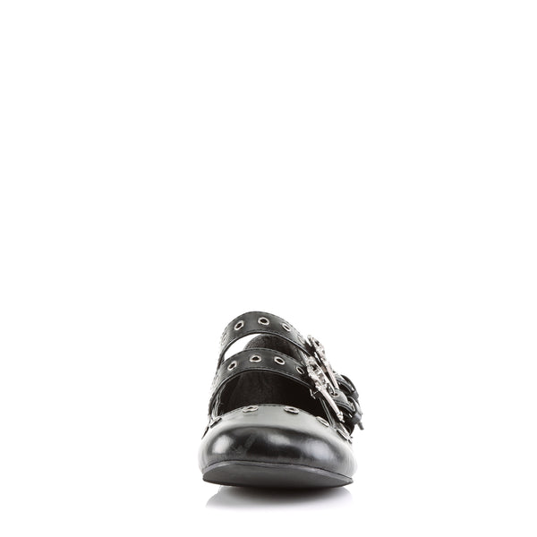 DAISY-03 Pantoletten Schuhe Schwarz mit Totenköpfen von DemoniaCult – Ansicht 2