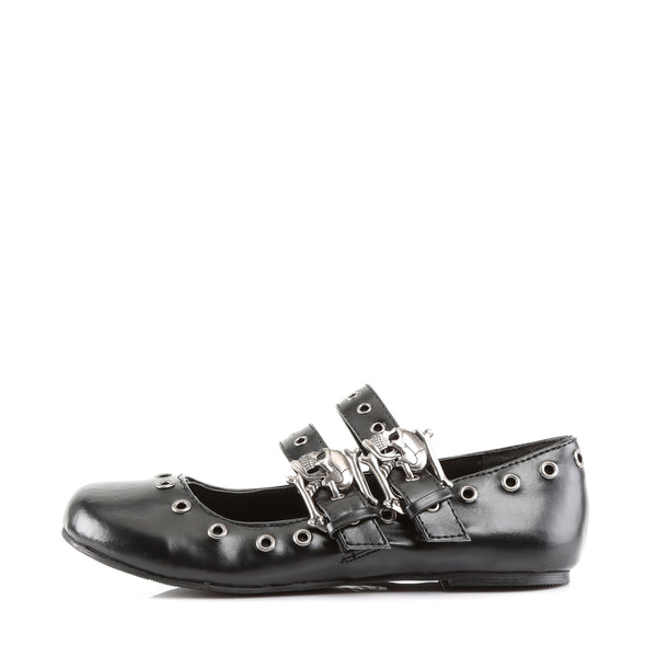 DAISY-03 Pantoletten Schuhe Schwarz mit Totenköpfen von DemoniaCult – Ansicht 3