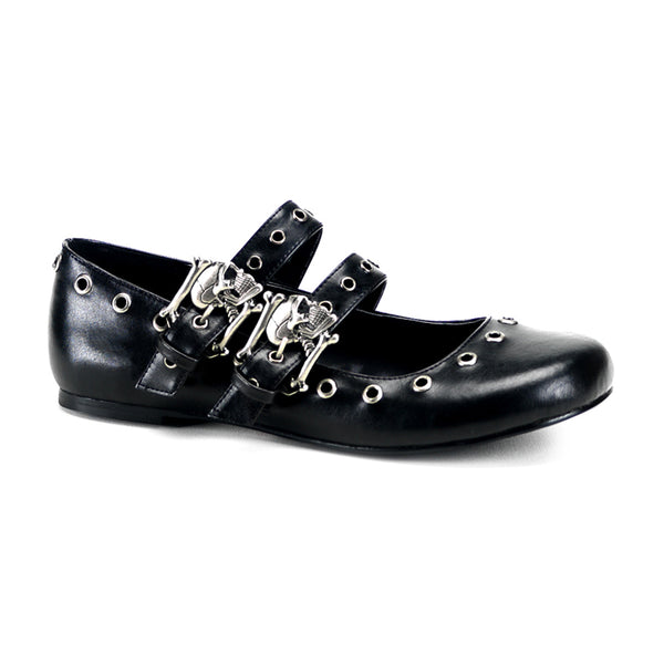 DAISY-03 Pantoletten Schuhe Schwarz mit Totenköpfen | DemoniaCult SALE