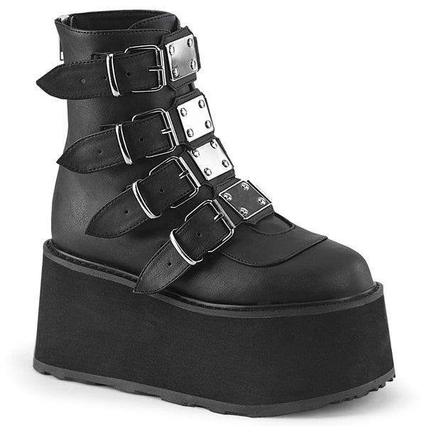 DAMNED-105 Plateau Stiefeletten - Schwarz Matt von DemoniaCult