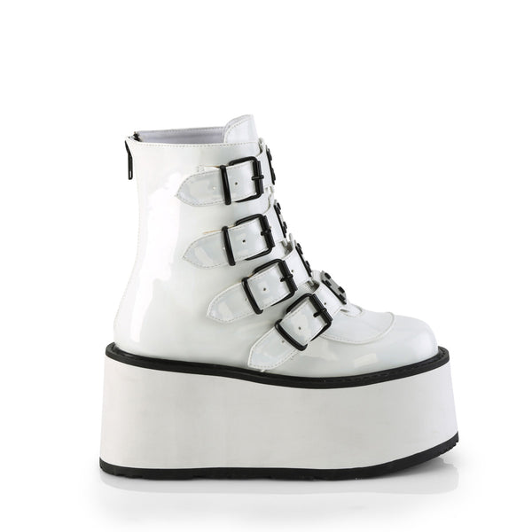 DAMNED-105 Plateau Stiefeletten - Weiß Lack Holo Effekt von DemoniaCult – Ansicht 5