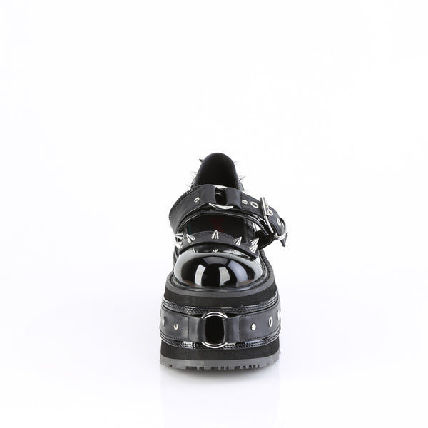 DAMNED-20 Plateau Schuh Mary Janes - Schwarz Lack von DemoniaCult – Ansicht 2