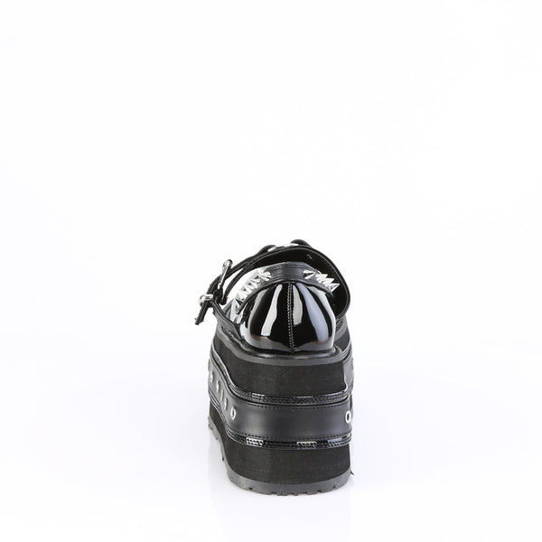 DAMNED-20 Plateau Schuh Mary Janes - Schwarz Lack von DemoniaCult – Ansicht 4