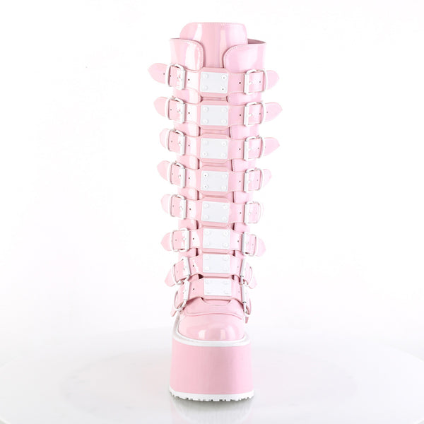 DAMNED-318 Plateau Stiefel - Rosa Lack HOLO Effekt von DemoniaCult – Ansicht 2