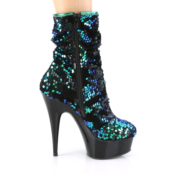 DELIGHT-1004 Plateau Stiefeletten Schwarz/Grün/Blau von Pleaser – Ansicht 5