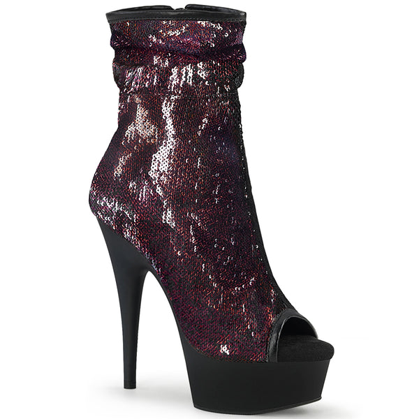 DELIGHT-1008SQ Plateau Stiefeletten Rot | Pleaser
