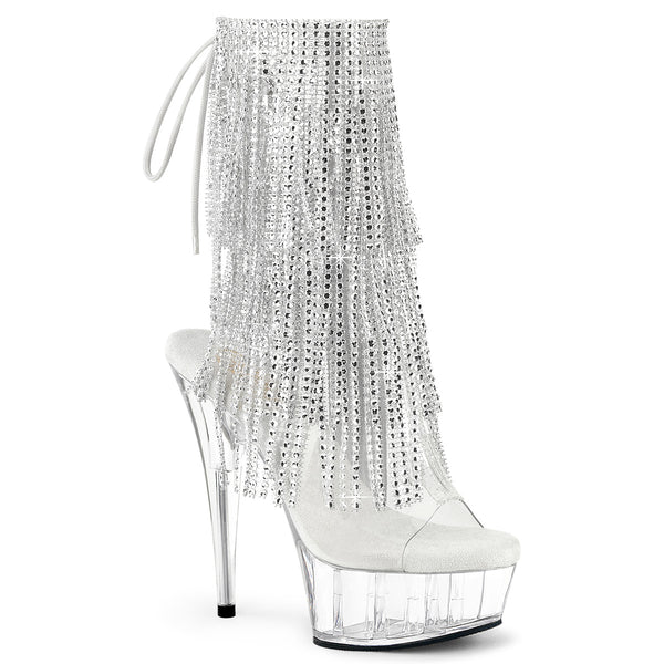 DELIGHT-1017RSF - Plateau Stiefeletten Peeptoe mit offener Verse - Silber von Pleaser
