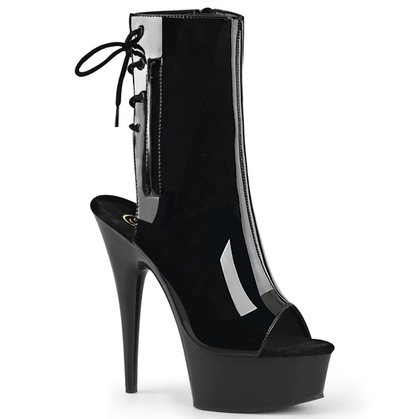 DELIGHT-1018 Plateau Stiefeletten Lack Schwarz von Pleaser