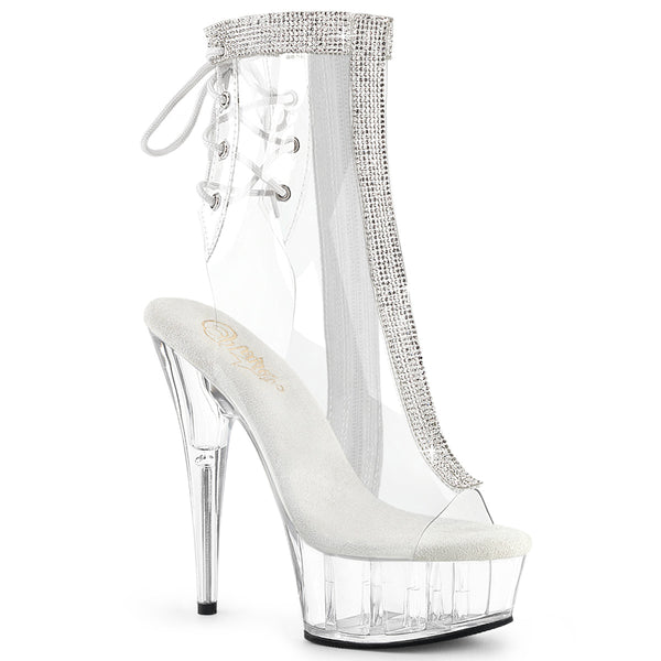 DELIGHT-1018C-2RS - Plateau Stiefeletten - Transparent mit Strass von Pleaser