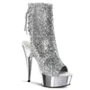 DELIGHT-1018G Plateau Stiefeletten Silber Glitzer von Pleaser
