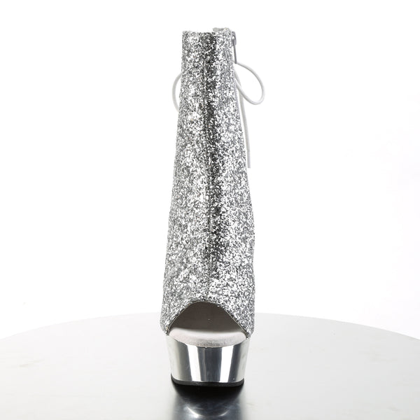 DELIGHT-1018G Plateau Stiefeletten Silber Glitzer von Pleaser – Ansicht 2