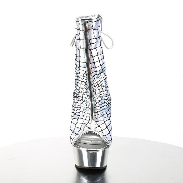 DELIGHT-1018HG Plateau Stiefeletten Silber von Pleaser – Ansicht 2