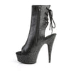 DELIGHT-1018MMG Plateau Stiefeletten Schwarz Glitzer Matt von Pleaser – Ansicht 3