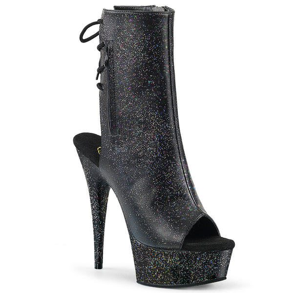 DELIGHT-1018MMG Plateau Stiefeletten Schwarz Glitzer Matt von Pleaser