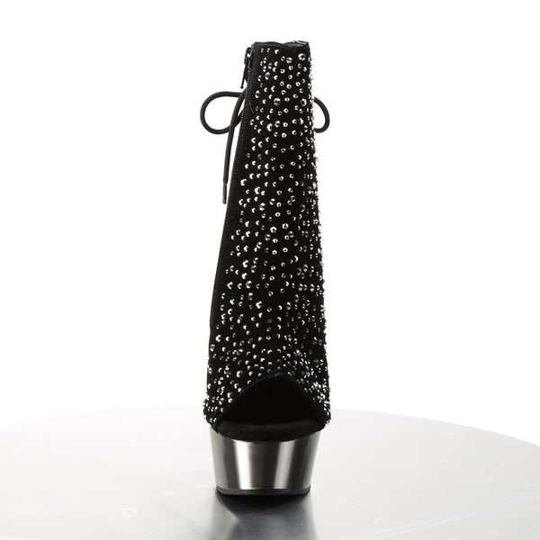DELIGHT-1018RS Plateau Stiefeletten Schwarz Glitzer von Pleaser – Ansicht 2