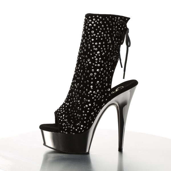 DELIGHT-1018RS Plateau Stiefeletten Schwarz Glitzer von Pleaser – Ansicht 3