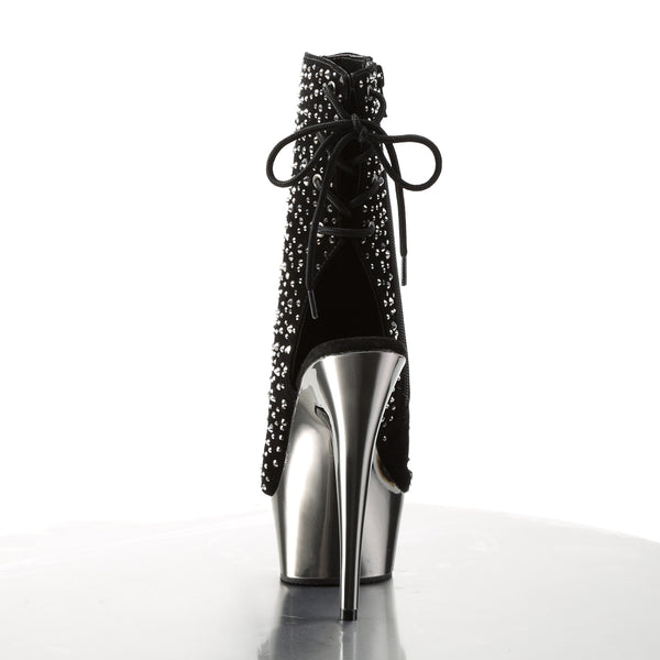 DELIGHT-1018RS Plateau Stiefeletten Schwarz Glitzer von Pleaser – Ansicht 4