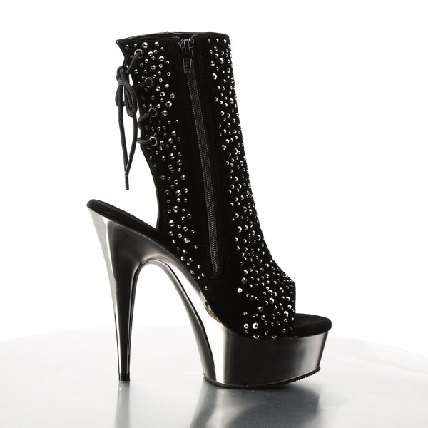 DELIGHT-1018RS Plateau Stiefeletten Schwarz Glitzer von Pleaser – Ansicht 5
