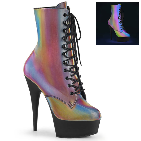 DELIGHT-1020REFL Plateau Stiefeletten - Regenbogen von Pleaser