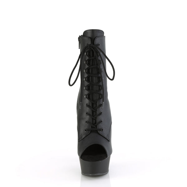 DELIGHT-1021 - Plateau Peeptoe Stiefeletten - Schwarz Matt | Pleaser