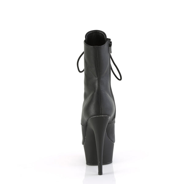 DELIGHT-1021 - Plateau Peeptoe Stiefeletten - Schwarz Matt | Pleaser