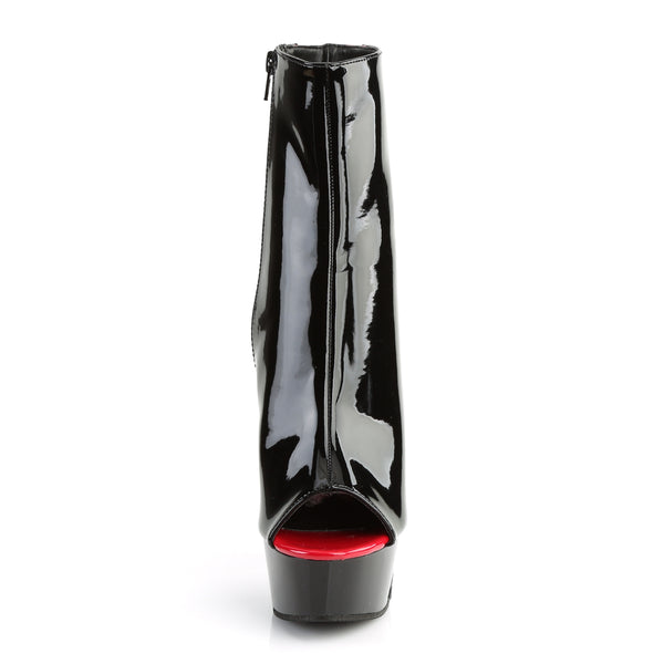 DELIGHT-1025 Plateau Peeptoe Stiefeletten Schwarz Lack von Pleaser – Ansicht 2