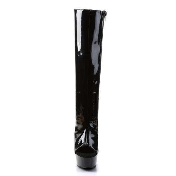 DELIGHT-2018 Plateau Stiefel Schwarz Lack | Pleaser