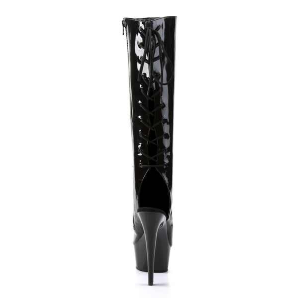 DELIGHT-2018 Plateau Stiefel Schwarz Lack | Pleaser